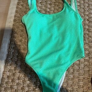 Green Textured One-Piece Swimsuit